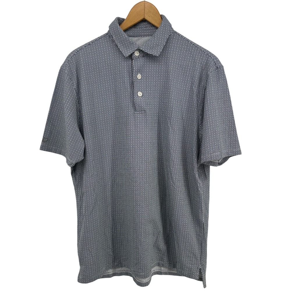 IBKUL Performance Polo Shirt Geometric IceFil Cooling UPF 50 Mens Large